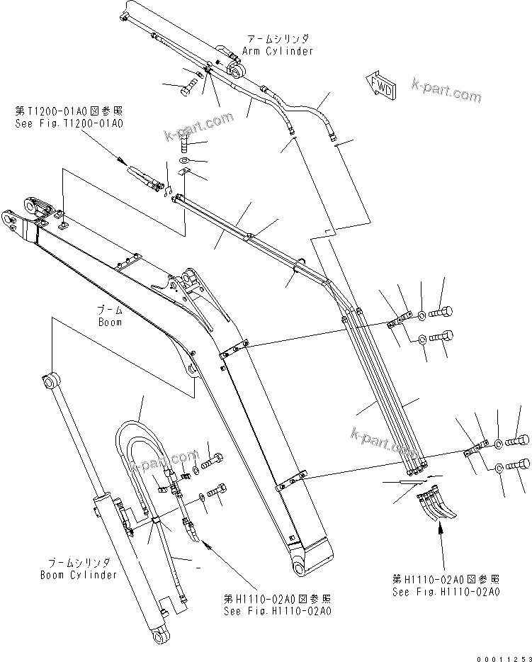 Komatsu parts book diagram for PC50MR-2 S/N 5001-UP (For North America): BOOM PIPING (HOSE)