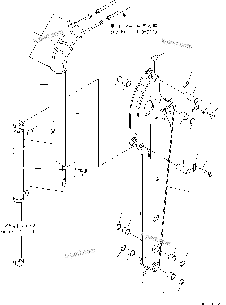 Komatsu parts book diagram for PC50MR-2 S/N 5001-UP (For North America): ARM (1-ATTACHMENT) (FOR NORTH AMERICA)(#5001-5833)
