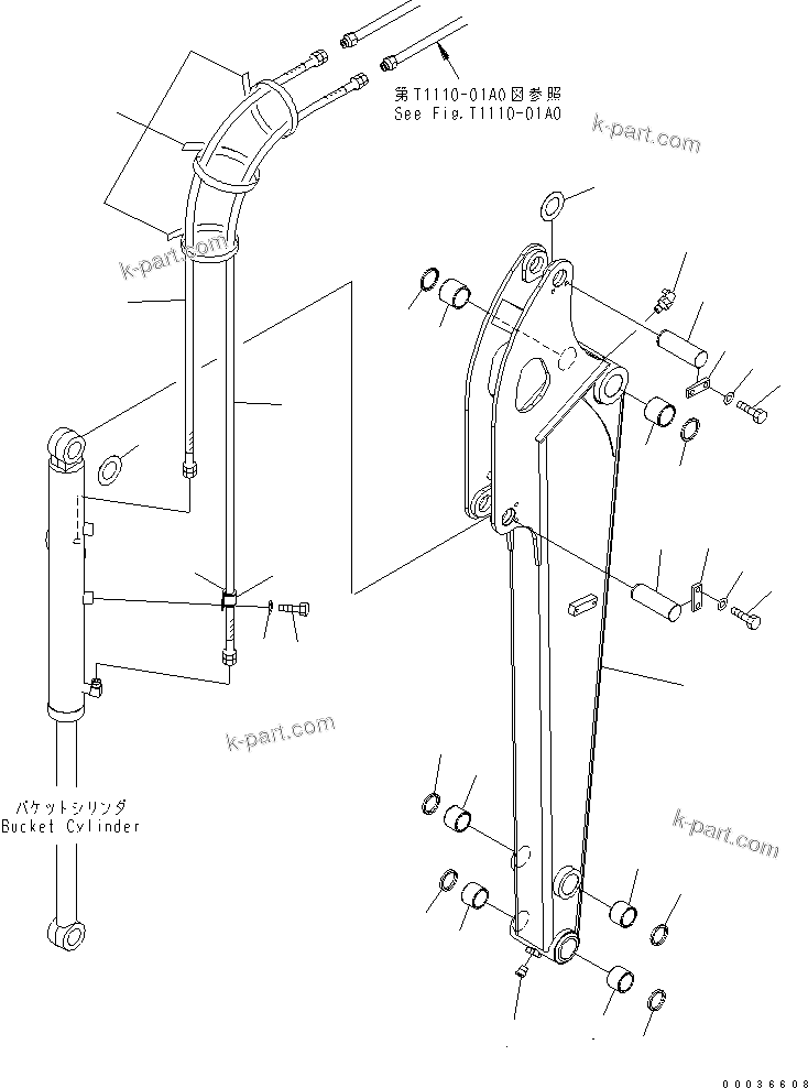 Komatsu parts book diagram for PC50MR-2 S/N 5001-UP (For North America): ARM (1-ATTACHMENT) (FOR NORTH AMERICA)(#5834-)