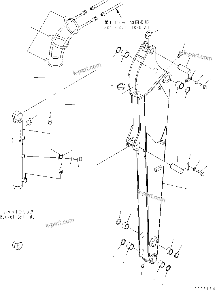 Komatsu parts book diagram for PC50MR-2 S/N 5001-UP (For North America): ARM (LONG ARM) (1-ATTACHMENT) (FOR NORTH AMERICA)