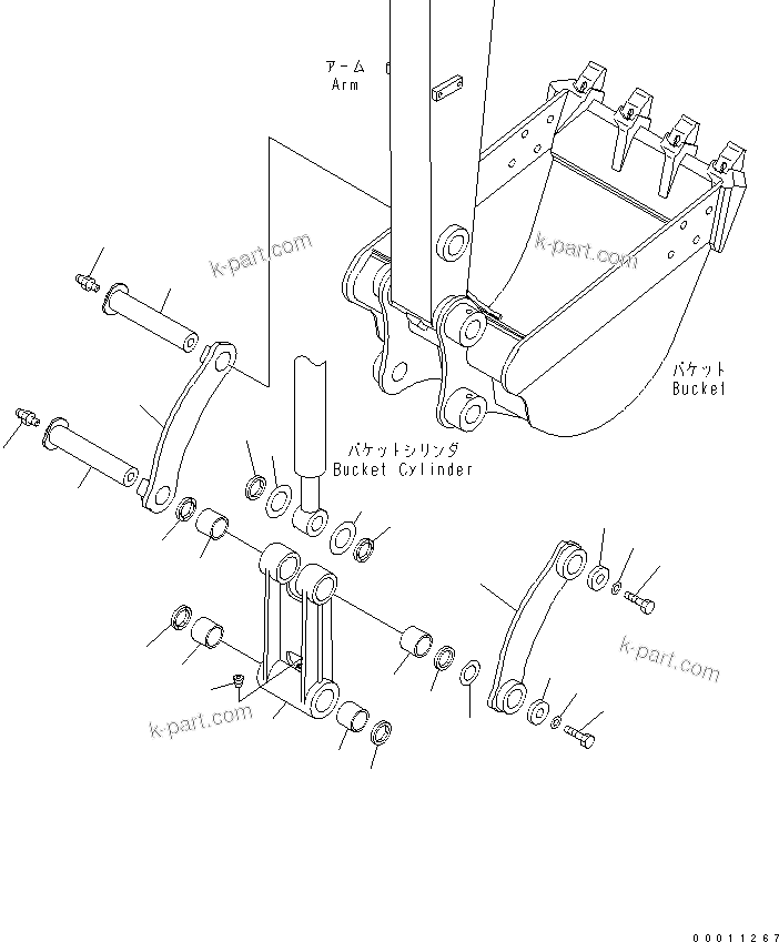Komatsu parts book diagram for PC50MR-2 S/N 5001-UP (For North America): BUCKET LINK