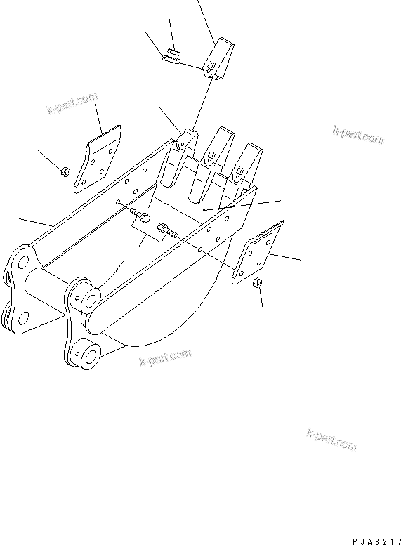 Komatsu parts book diagram for PC50MR-2 S/N 5001-UP (For North America): BUCKET ? 0.055M3 (0.05M3) 350MM WIDTH (VERTICAL PIN TYPE)