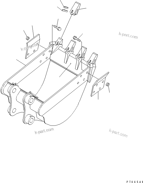 Komatsu parts book diagram for PC50MR-2 S/N 5001-UP (For North America): BUCKET ? 0.16M3 (0.14M3) 650MM WIDTH (VERTICAL PIN TYPE)