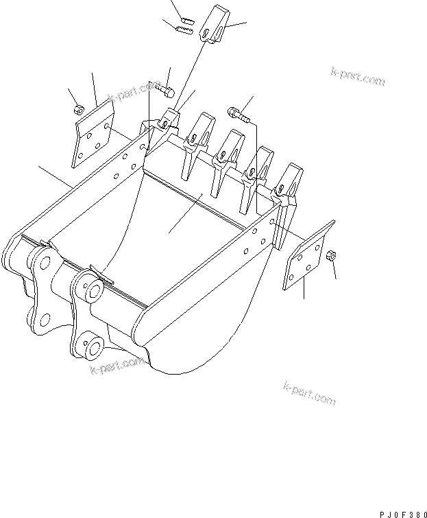 Komatsu parts book diagram for PC50MR-2 S/N 5001-UP (For North America): BUCKET ? 0.18M3 (0.16M3) 700MM WIDTH (VERTICAL PIN TYPE)