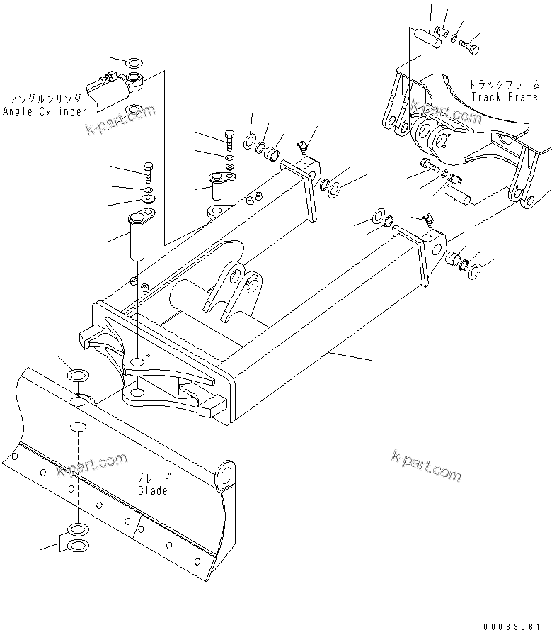 Komatsu parts book diagram for PC50MR-2 S/N 5001-UP (For North America): BLADE (FRAME) (FOR POWER ANGLE BLADE)