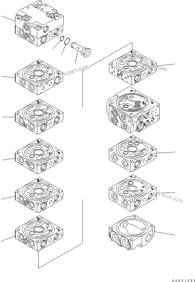 Komatsu parts book diagram for PC50MR-2 S/N 5001-UP (For North America): MAIN VALVE (9-VALVE) (1/22)(#5261-)