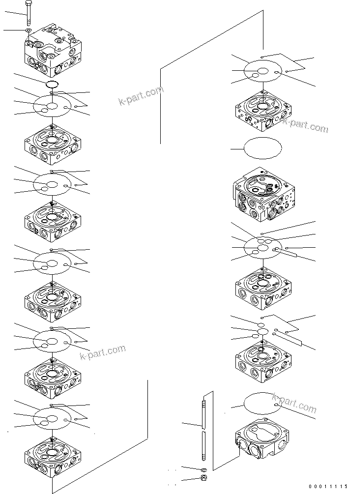 Komatsu parts book diagram for PC50MR-2 S/N 5001-UP (For North America): MAIN VALVE (9-VALVE) (2/22)