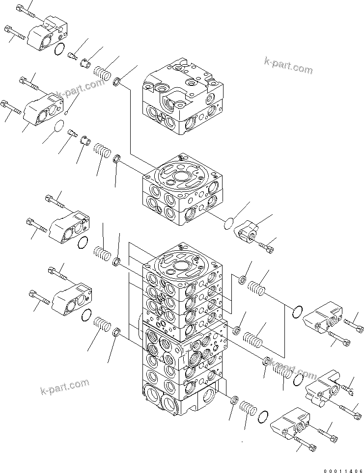 Komatsu parts book diagram for PC50MR-2 S/N 5001-UP (For North America): MAIN VALVE (9-VALVE) (4/22)