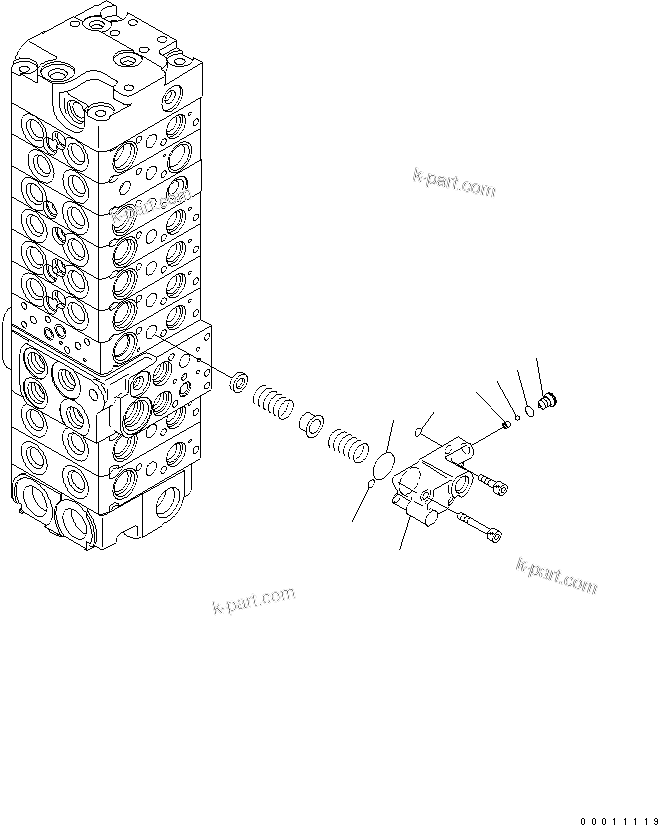 Komatsu parts book diagram for PC50MR-2 S/N 5001-UP (For North America): MAIN VALVE (9-VALVE) (6/22)
