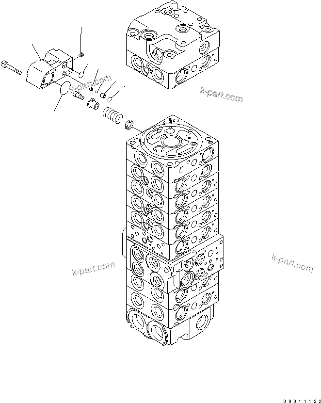 Komatsu parts book diagram for PC50MR-2 S/N 5001-UP (For North America): MAIN VALVE (9-VALVE) (9/22)