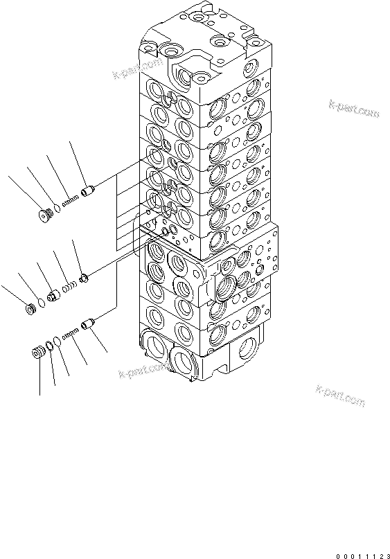 Komatsu parts book diagram for PC50MR-2 S/N 5001-UP (For North America): MAIN VALVE (9-VALVE) (10/22)