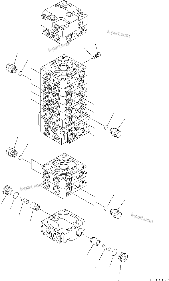 Komatsu parts book diagram for PC50MR-2 S/N 5001-UP (For North America): MAIN VALVE (9-VALVE) (12/22)