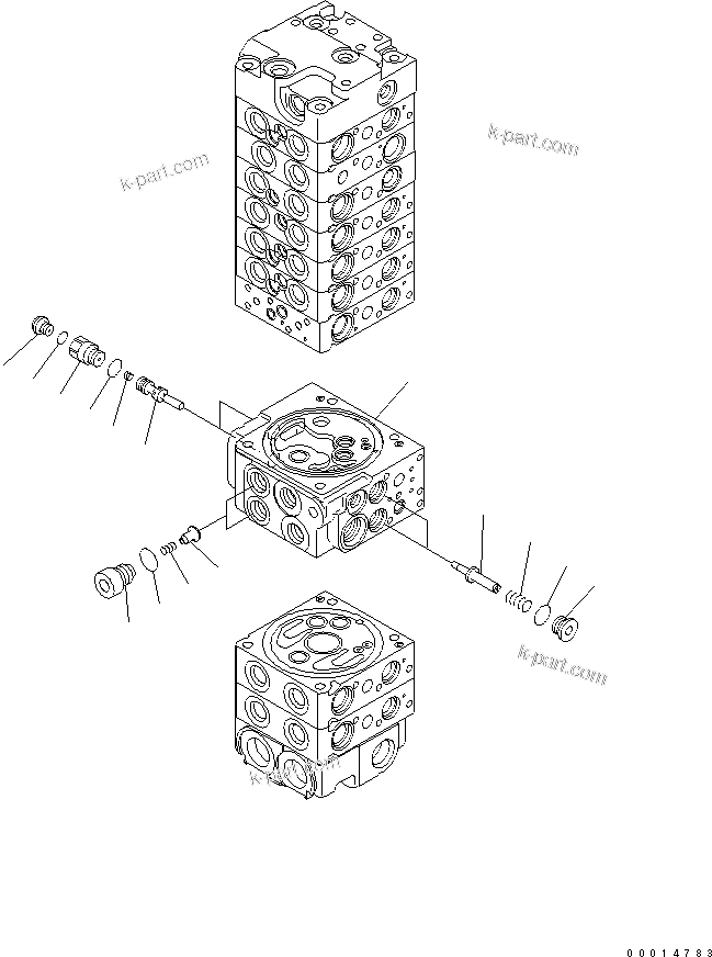 Komatsu parts book diagram for PC50MR-2 S/N 5001-UP (For North America): MAIN VALVE (9-VALVE) (13/22) (70L/MIN)