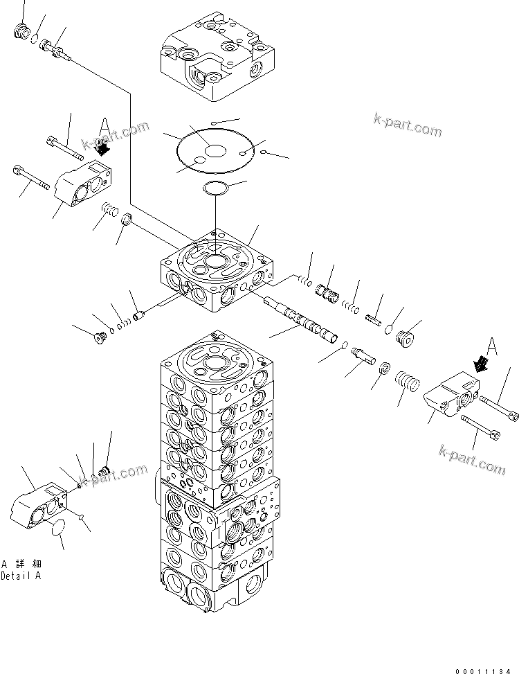 Komatsu parts book diagram for PC50MR-2 S/N 5001-UP (For North America): MAIN VALVE (9-VALVE) (21/22) (70L/MIN) (FOR NORTH AMERICA)