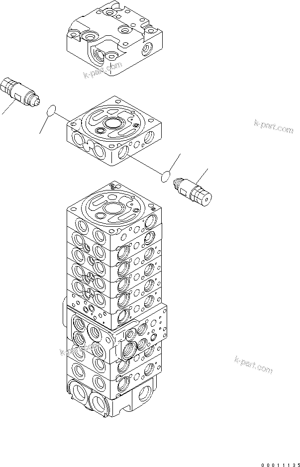 Komatsu parts book diagram for PC50MR-2 S/N 5001-UP (For North America): MAIN VALVE (9-VALVE) (22/22) (70L/MIN) (FOR NORTH AMERICA)