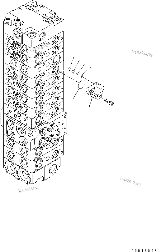 Komatsu parts book diagram for PC50MR-2 S/N 5001-UP (For North America): MAIN VALVE (10-VALVE) (FOR POWER ANLGLE BLADE) (8/24)