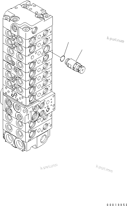 Komatsu parts book diagram for PC50MR-2 S/N 5001-UP (For North America): MAIN VALVE (10-VALVE) (FOR POWER ANLGLE BLADE) (18/24)