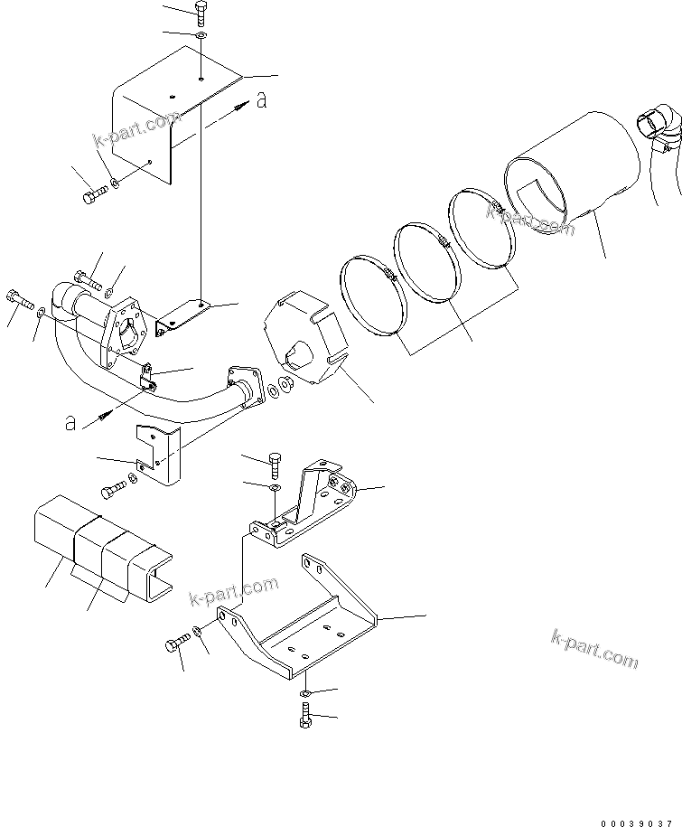 Komatsu parts book diagram for PC50MR-2 S/N 5001-UP (For High Altitude): ENGINE RELATED PARTS (COVER AND MUFFLER BRACKET) (HIGH ALTITUDE SPEC.)