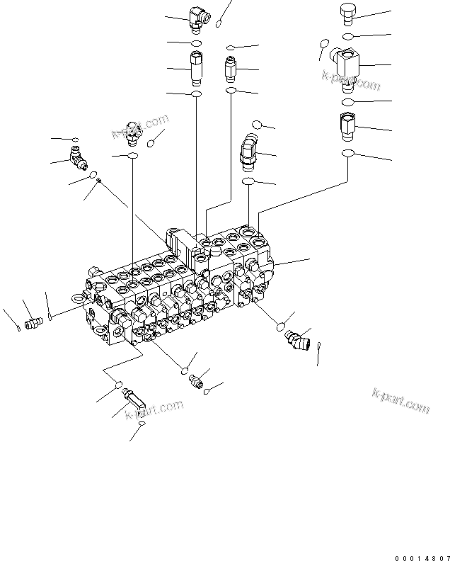 Komatsu parts book diagram for PC50MR-2 S/N 5001-UP (For High Altitude): MAIN VALVE (VALVE AND ELBOW) (LARGE CAPACITY) (WITH SERVICE VALVE) (FOR NORTH AMERICA)