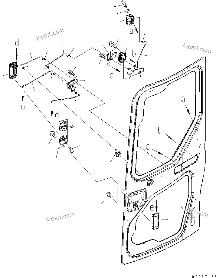 Komatsu parts book diagram for PC50MR-2 S/N 5001-UP (For High Altitude): OPERATOR'S CAB (5/8) (DOOR) (2/2)(#5771-)