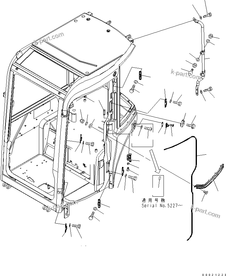 Komatsu parts book diagram for PC50MR-2 S/N 5001-UP (For High Altitude): OPERATOR'S CAB (6/8) (DOOR CATCH)(#5001-5770)