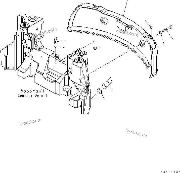 Komatsu parts book diagram for PC50MR-2 S/N 5001-UP (For High Altitude): COUNTER WEIGHT COVER AND ADDITIONAL COUNTER WEIGHT