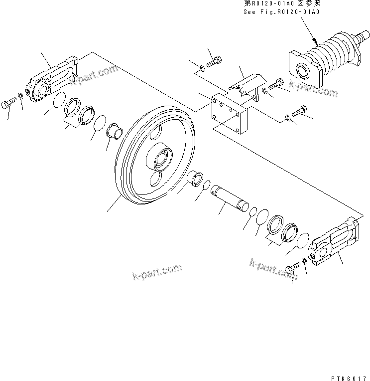 Komatsu parts book diagram for PC50MR-2 S/N 5001-UP (For High Altitude): FRONT IDLER