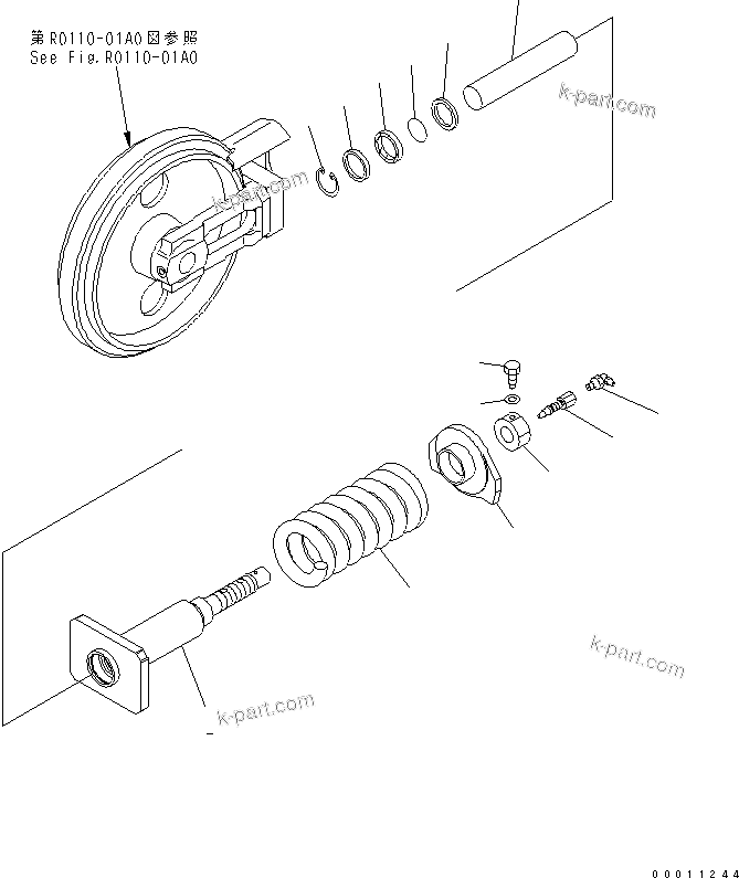 Komatsu parts book diagram for PC50MR-2 S/N 5001-UP (For High Altitude): IDLER CUSHION