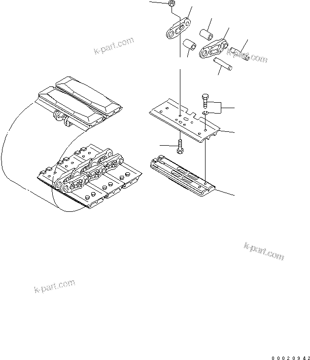 Komatsu parts book diagram for PC50MR-2 S/N 5001-UP (For High Altitude): TRACK SHOE (MT PAD)