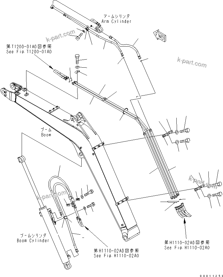 Komatsu parts book diagram for PC50MR-2 S/N 5001-UP (For High Altitude): BOOM PIPING (HOSE)