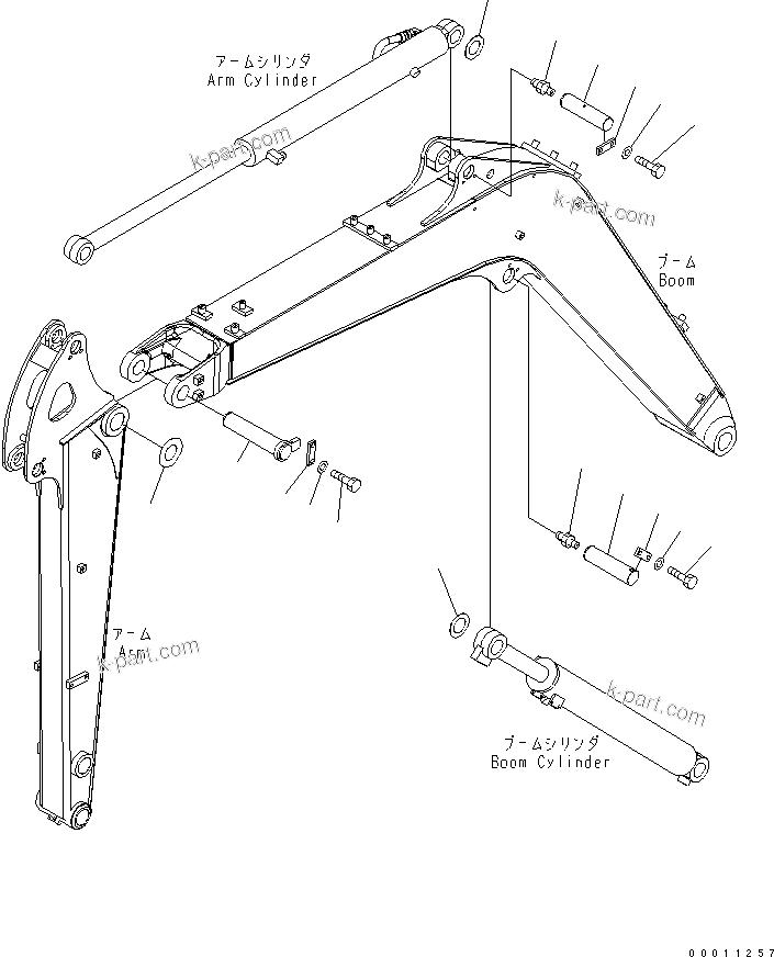 Komatsu parts book diagram for PC50MR-2 S/N 5001-UP (For High Altitude): ARM FOOT PIN AND CYLINDER MOUNTING PIN