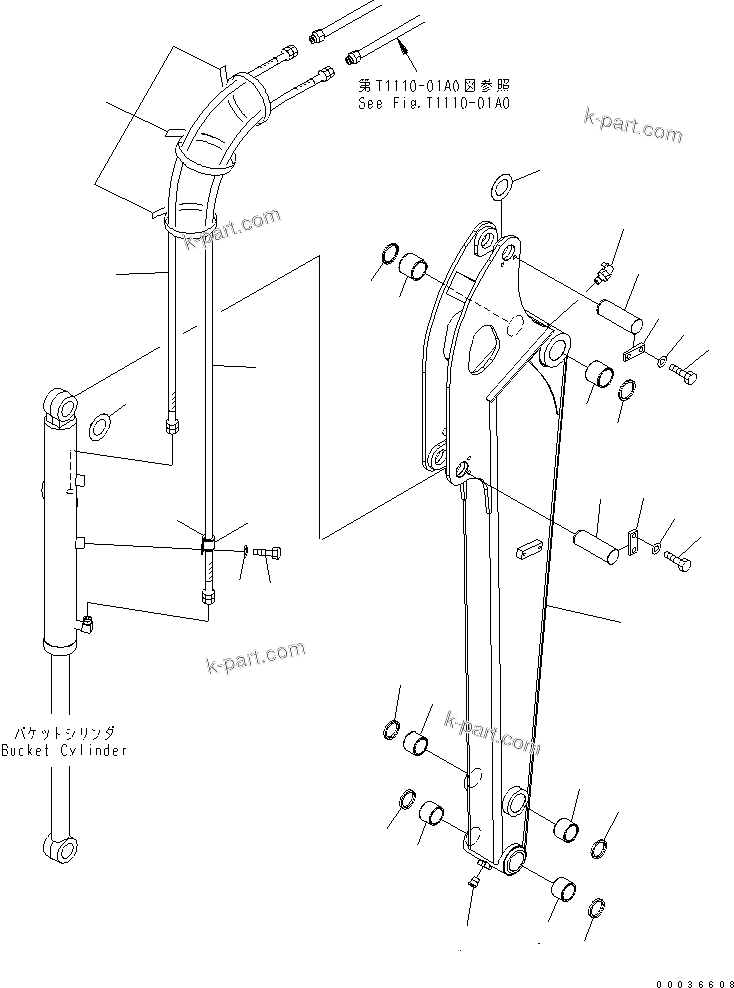 Komatsu parts book diagram for PC50MR-2 S/N 5001-UP (For High Altitude): ARM (1-ATTACHMENT) (FOR NORTH AMERICA)(#5834-)