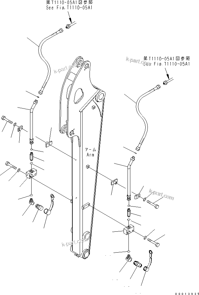 Komatsu parts book diagram for PC50MR-2 S/N 5001-UP (For High Altitude): ARM (1-ATTACHMENT LINE) (FOR NORTH AMERICA)(#5001-5833)