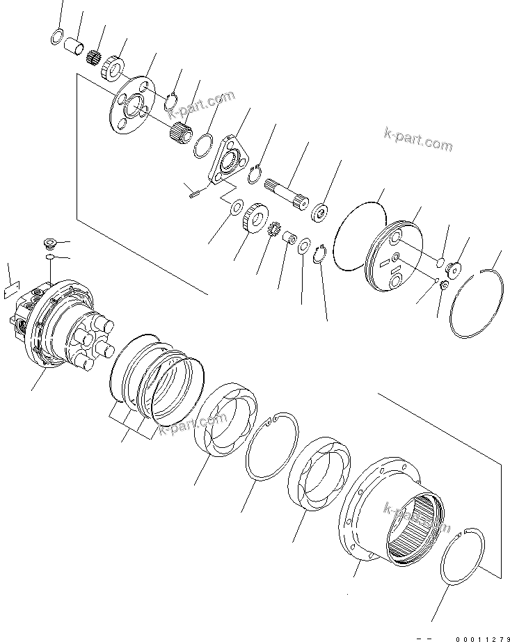 Komatsu parts book diagram for PC50MR-2 S/N 5001-UP (For High Altitude): TRAVEL MOTOR (INNER PARTS) (1/3)
