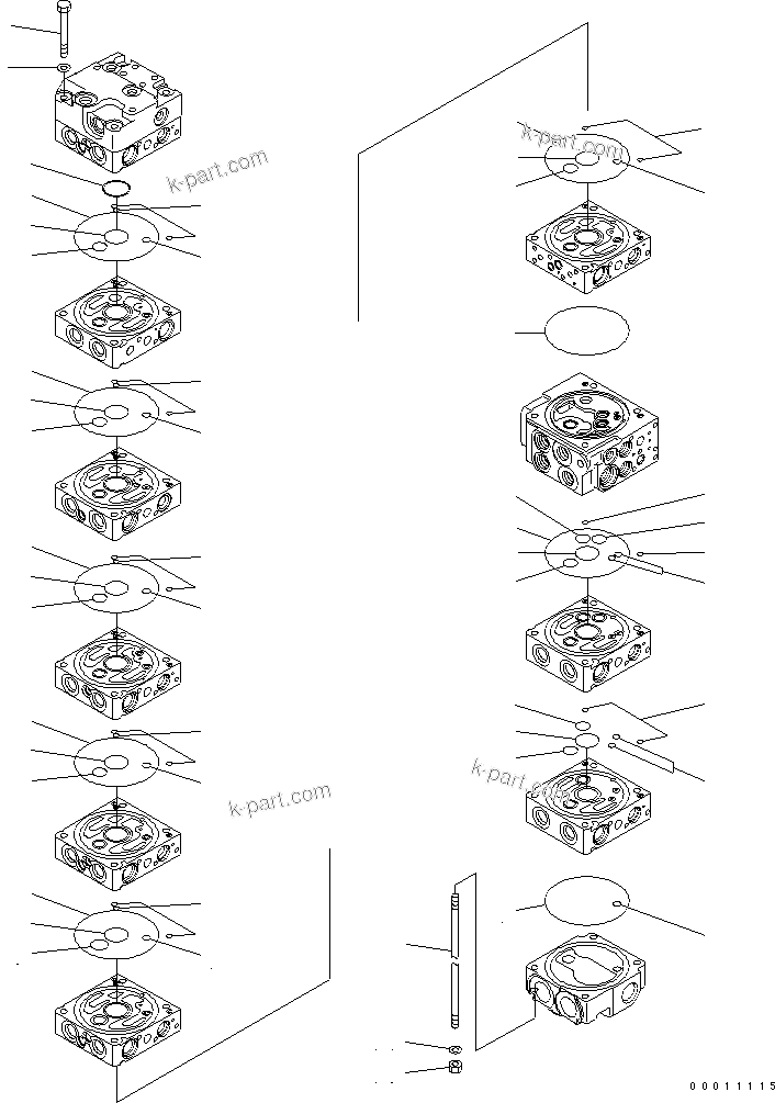 Komatsu parts book diagram for PC50MR-2 S/N 5001-UP (For High Altitude): MAIN VALVE (9-VALVE) (2/22)