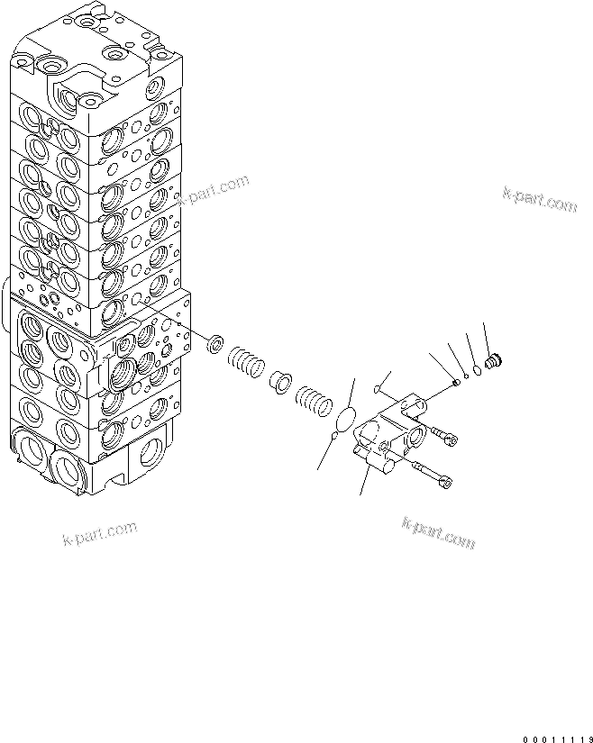 Komatsu parts book diagram for PC50MR-2 S/N 5001-UP (For High Altitude): MAIN VALVE (9-VALVE) (6/22)