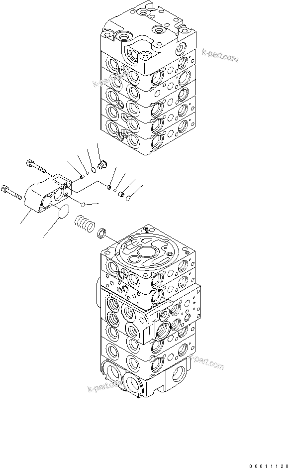 Komatsu parts book diagram for PC50MR-2 S/N 5001-UP (For High Altitude): MAIN VALVE (9-VALVE) (7/22)