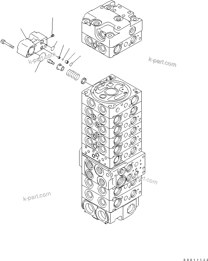 Komatsu parts book diagram for PC50MR-2 S/N 5001-UP (For High Altitude): MAIN VALVE (9-VALVE) (9/22)