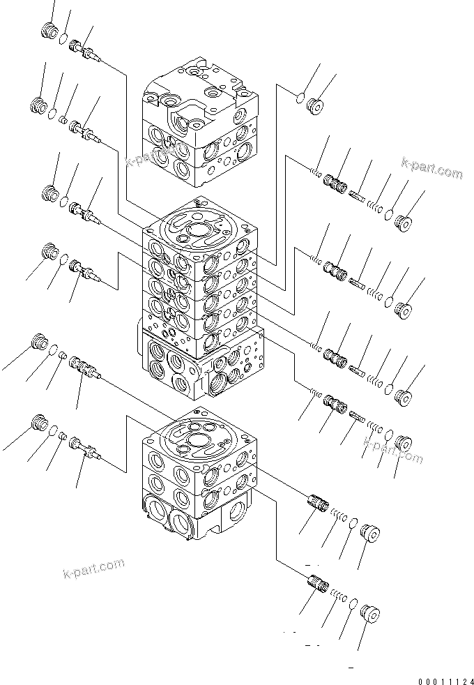 Komatsu parts book diagram for PC50MR-2 S/N 5001-UP (For High Altitude): MAIN VALVE (9-VALVE) (11/22)