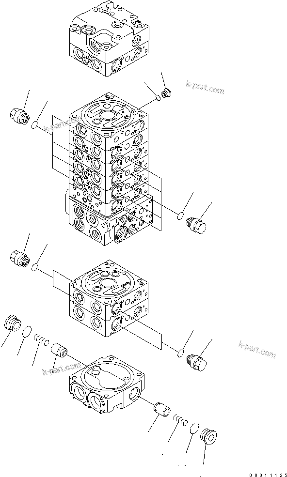 Komatsu parts book diagram for PC50MR-2 S/N 5001-UP (For High Altitude): MAIN VALVE (9-VALVE) (12/22)