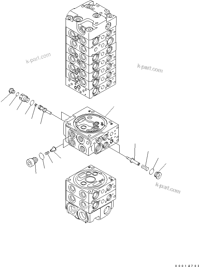 Komatsu parts book diagram for PC50MR-2 S/N 5001-UP (For High Altitude): MAIN VALVE (9-VALVE) (13/22) (70L/MIN)
