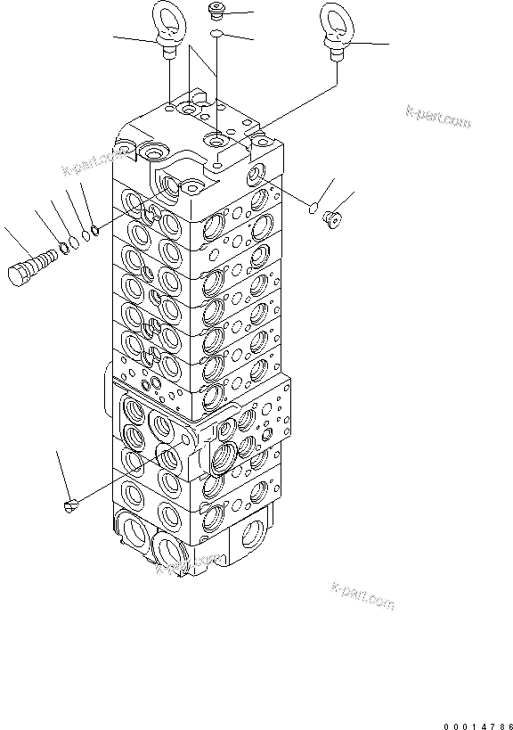 Komatsu parts book diagram for PC50MR-2 S/N 5001-UP (For High Altitude): MAIN VALVE (9-VALVE) (19/22) (70L/MIN)(#5001-5260)