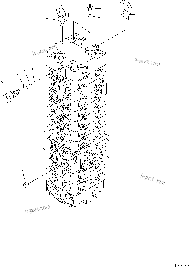 Komatsu parts book diagram for PC50MR-2 S/N 5001-UP (For High Altitude): MAIN VALVE (9-VALVE) (19/22) (70L/MIN)(#5261-)
