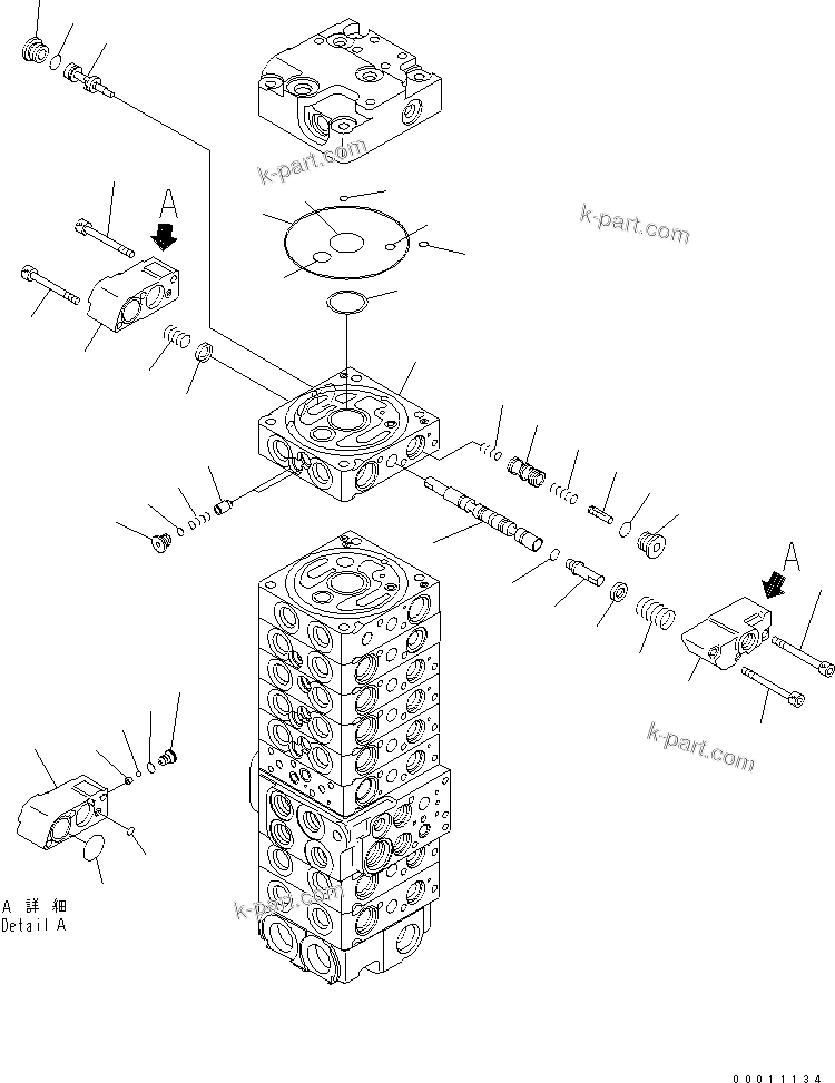 Komatsu parts book diagram for PC50MR-2 S/N 5001-UP (For High Altitude): MAIN VALVE (9-VALVE) (21/22) (70L/MIN) (FOR NORTH AMERICA)