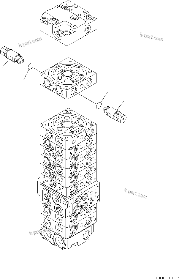 Komatsu parts book diagram for PC50MR-2 S/N 5001-UP (For High Altitude): MAIN VALVE (9-VALVE) (22/22) (70L/MIN) (FOR NORTH AMERICA)
