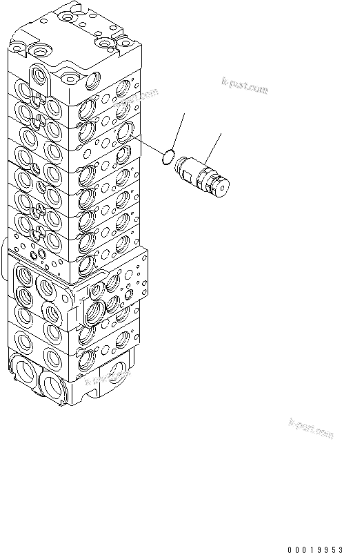 Komatsu parts book diagram for PC50MR-2 S/N 5001-UP (For High Altitude): MAIN VALVE (10-VALVE) (FOR POWER ANLGLE BLADE) (18/24)