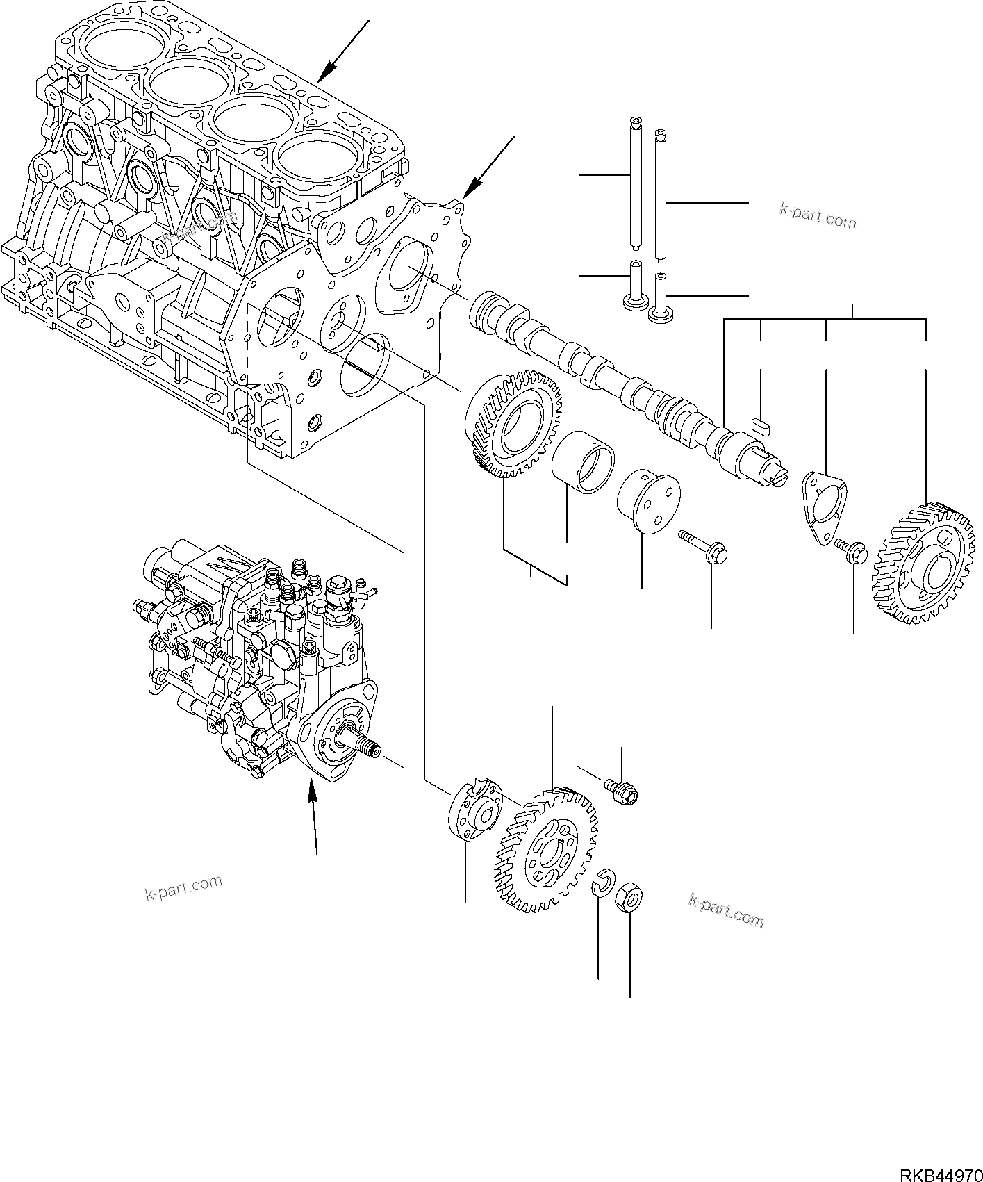Komatsu parts book diagram for PC50MR-2 S/N F00103 AND UP: CAMSHAFT AND DRIVING GEAR