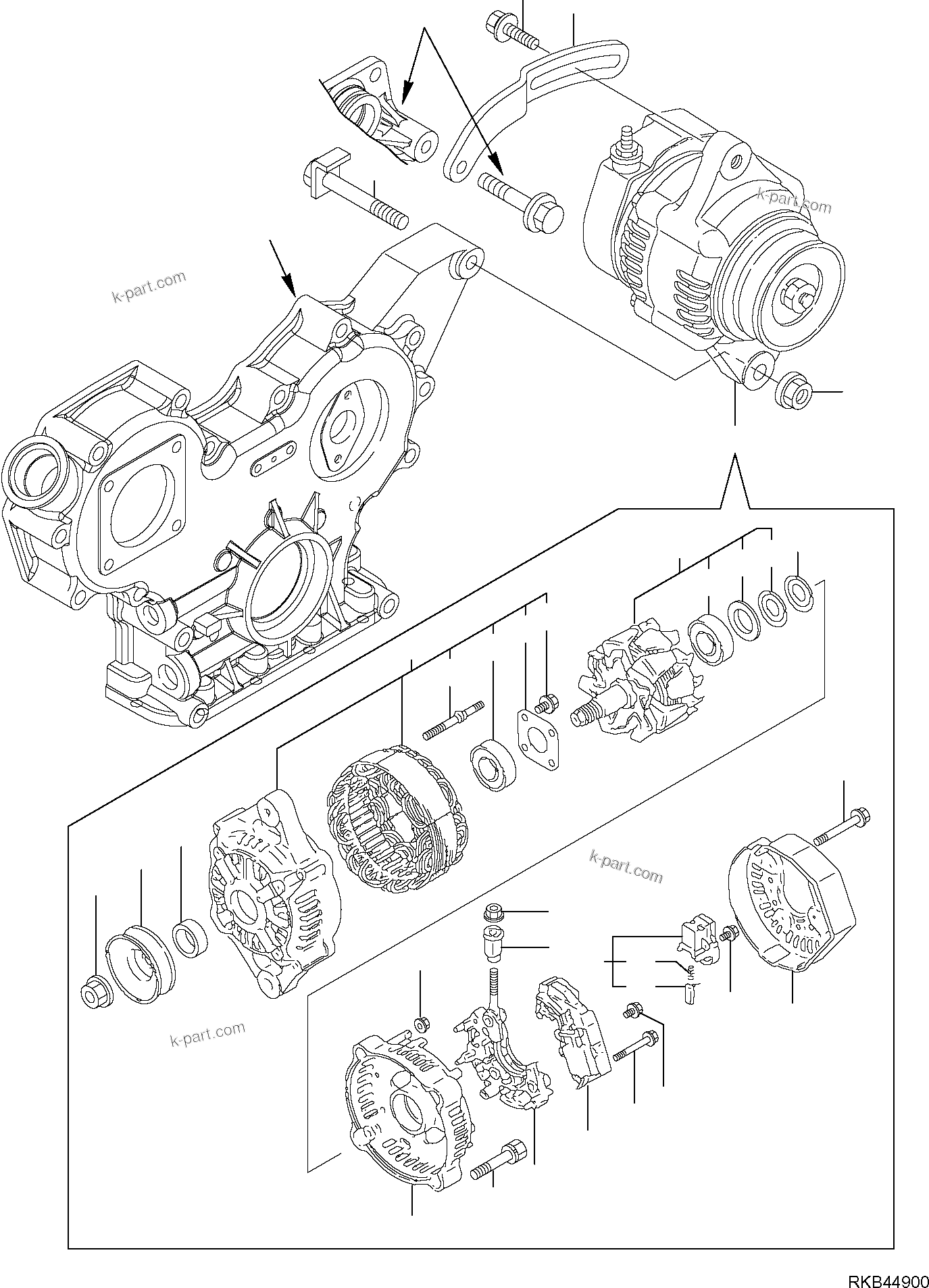 Komatsu parts book diagram for PC50MR-2 S/N F00103 AND UP: GENERATOR