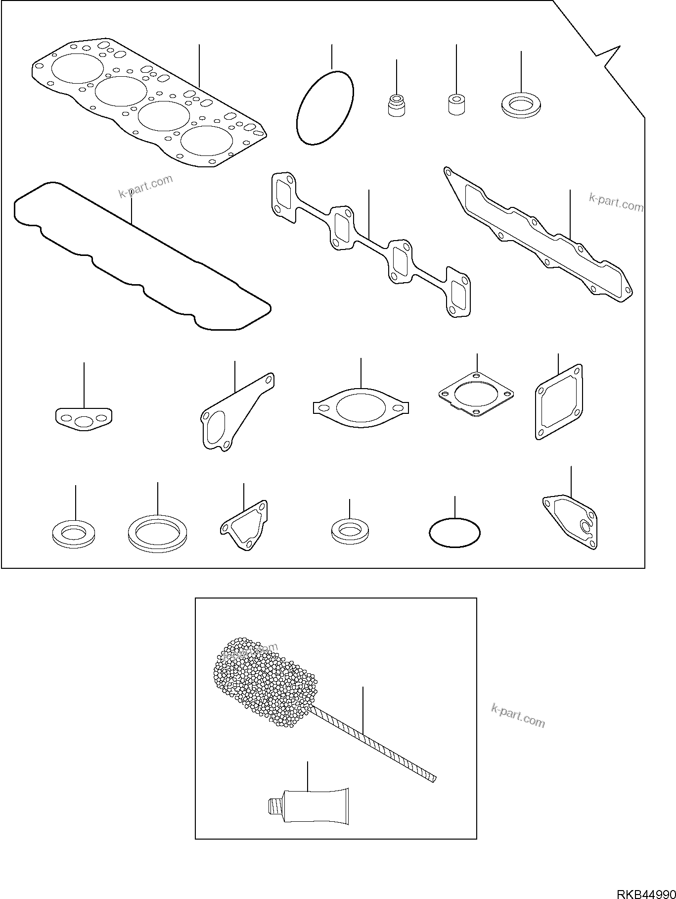 Komatsu parts book diagram for PC50MR-2 S/N F00103 AND UP: GASKET SET