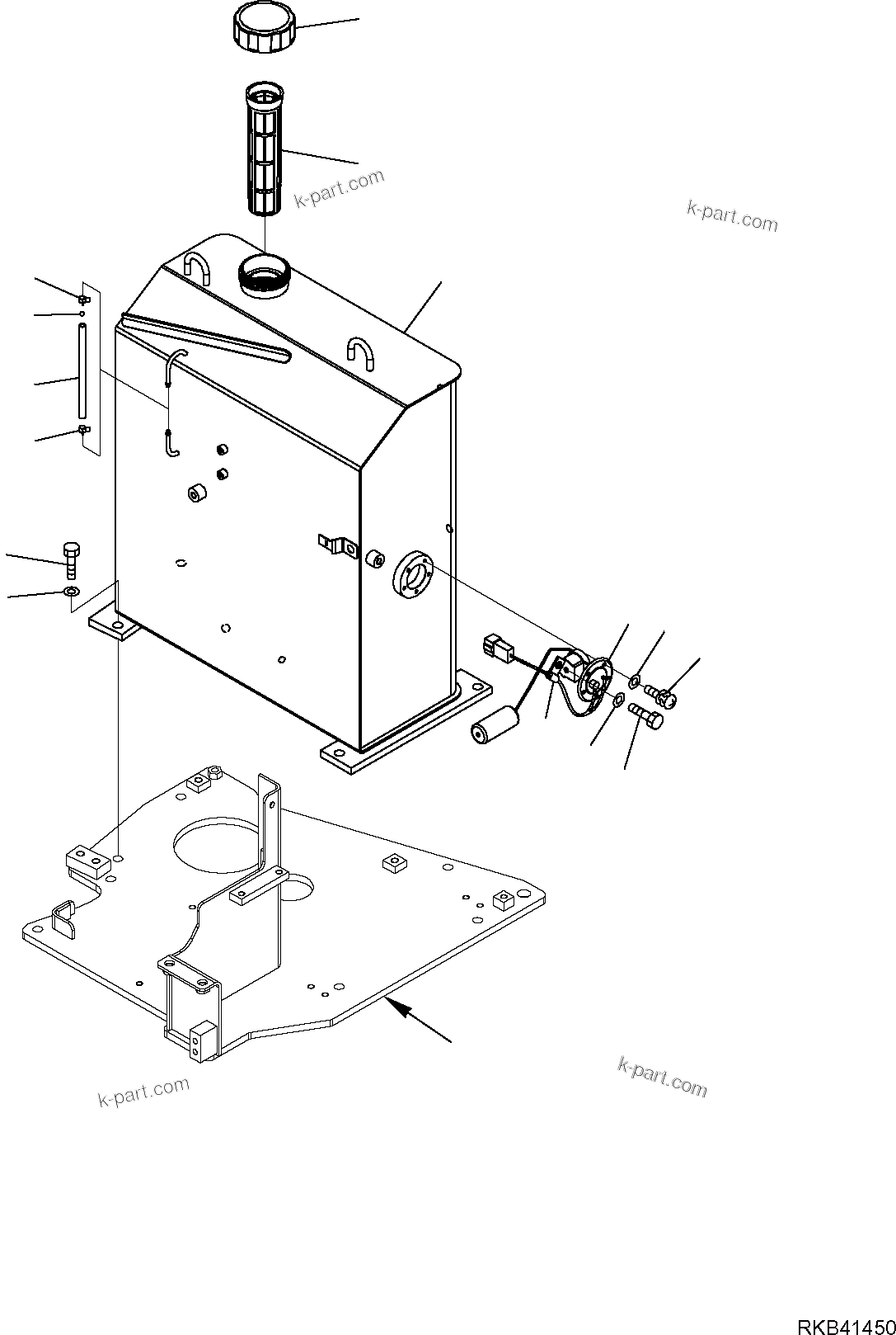Komatsu parts book diagram for PC50MR-2 S/N F00103 AND UP: FUEL TANK